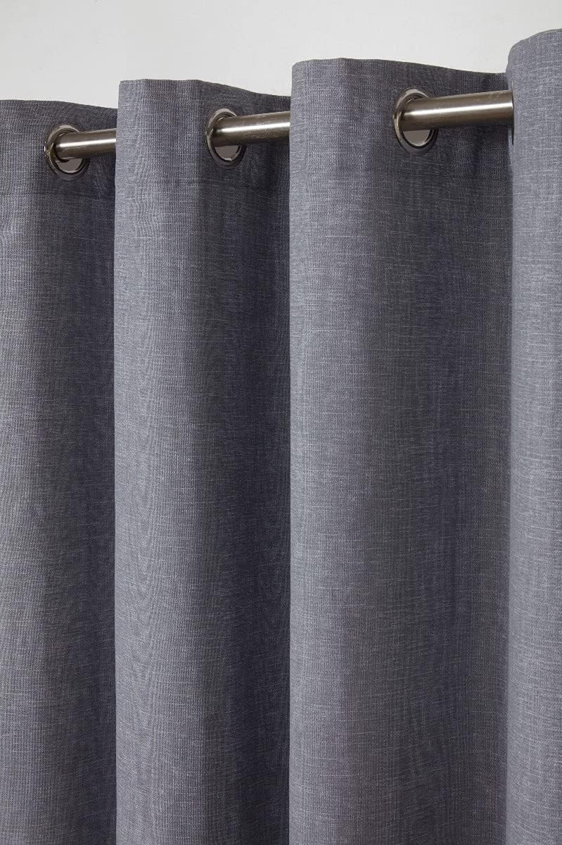 Sleepdown Textured Print Eyelet Curtains Lined Curtains for Bedroom and Living Room 46 x 72 Inch Charcoal 2 Panels Charcoal Charcoal Grey,2x 46" x 72",5056242839231 - Image 4
