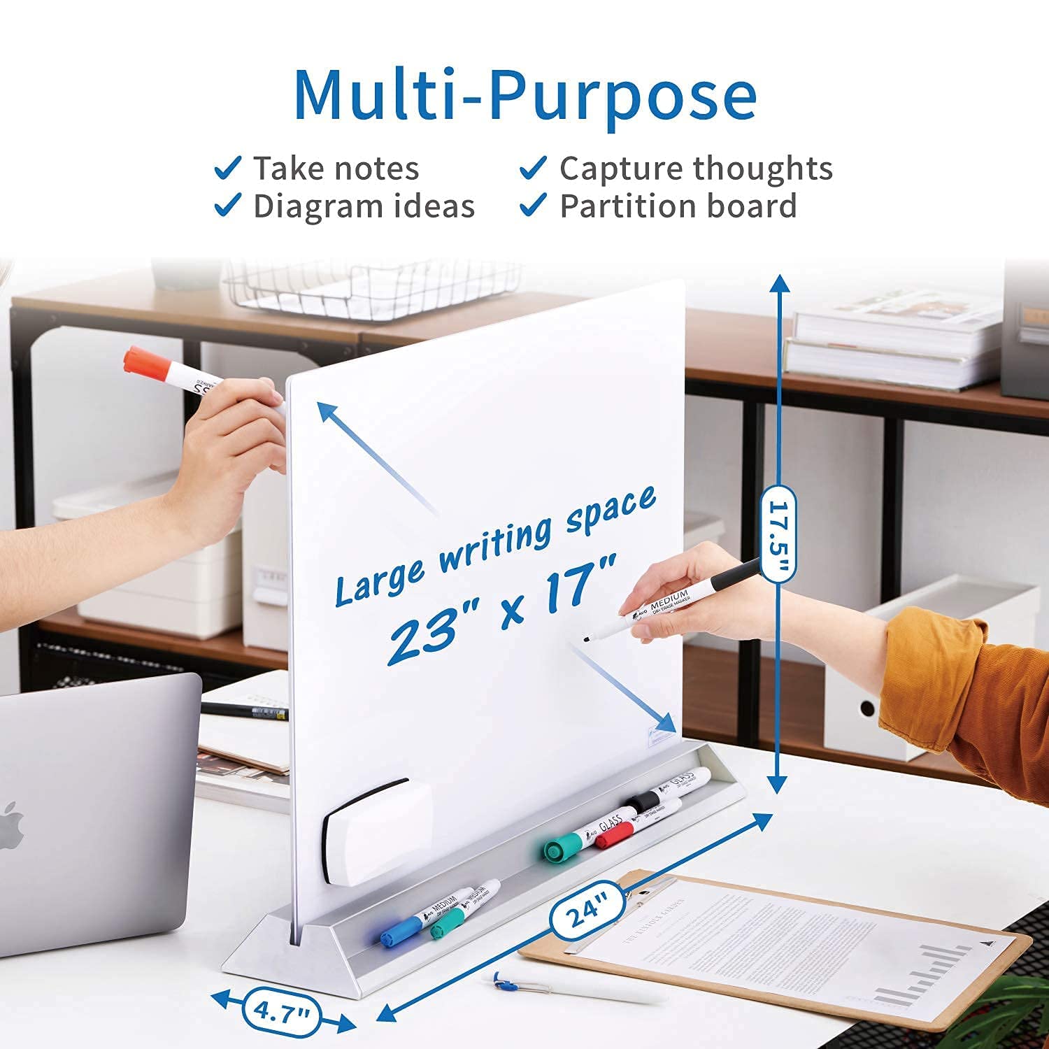 Audio-Visual Direct Magnetischer Schreibtisch-Memo-Whiteboard-Planer für Empfang und Büro (Trennwand, weiß)