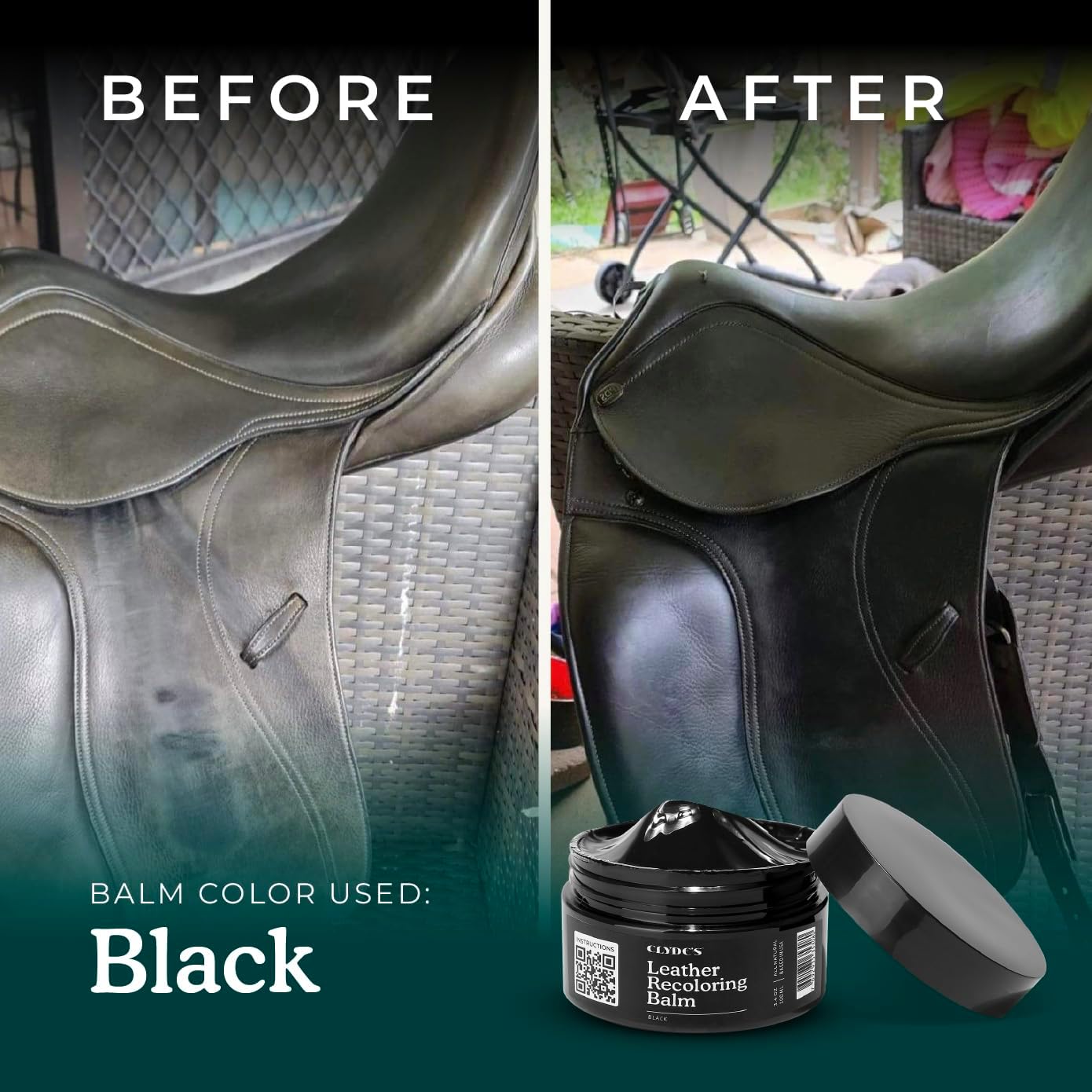 Clyde's™ Recoloring Balm | Non-Toxic Material Dye & Restorer for Furniture, Car Seats, & More | 23 Colors (Black, 100ML) - Image 5