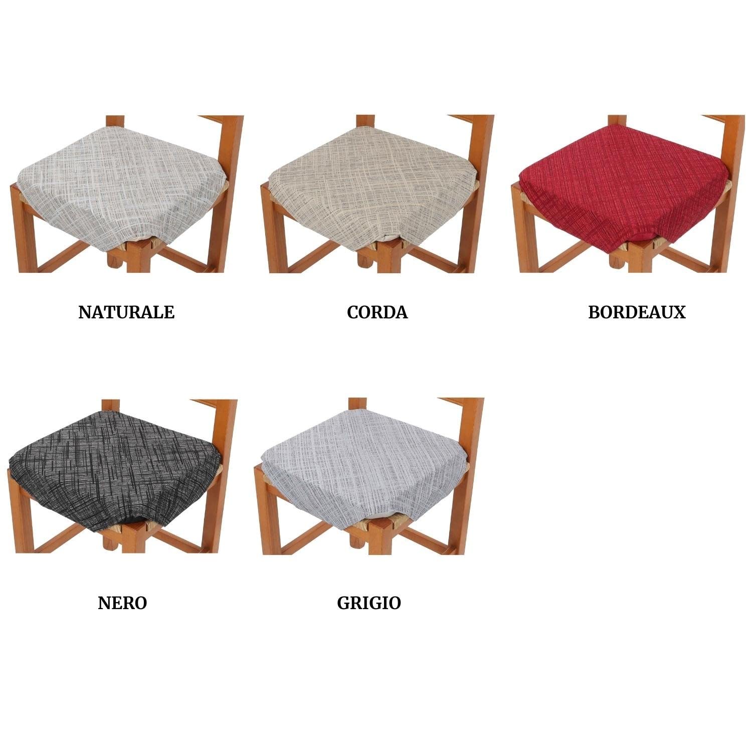 Casatessile Cuscino coprisedia da Cucina Imbottito con Alette CARTIERE - Grigio, Set 6 PCS