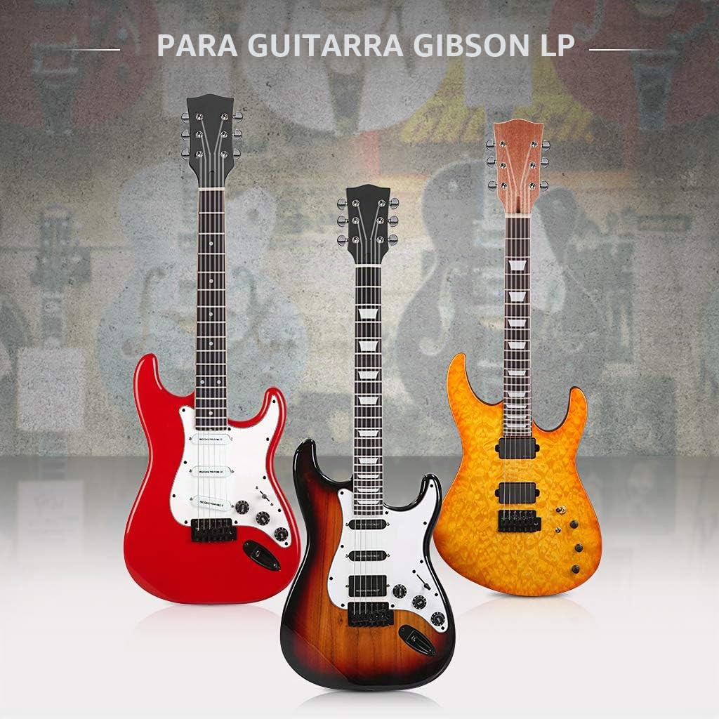 Alnicov Mástil de guitarra eléctrica DIY para Gibson LP, repuesto de 22 trastes, mástil de arce, diapasón de palisandro con incrustaciones blancas y negras