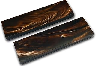 5 inch Brown Buffalo Horn Brown and White Streaks Scales Handle Set Pair Handles Material for Knife Making Blanks Blades Knives Custom - Whole Earth Supply