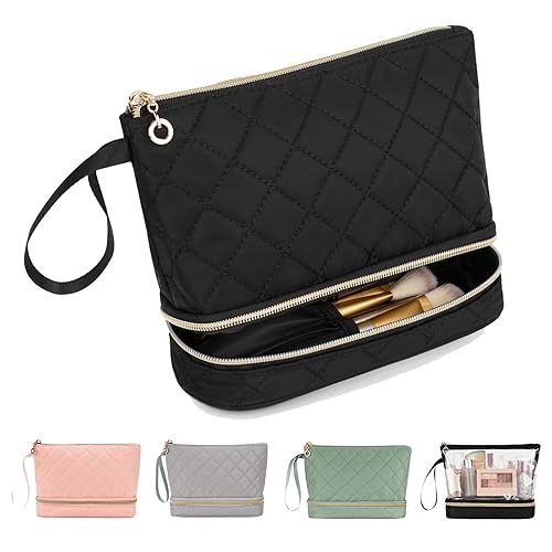 Ethereal Bolsa de maquillaje pequeña bolsa de cosméticos bolsa organizadora de maquillaje de doble capa bolsa de maquillaje de gran capacidad bolsa