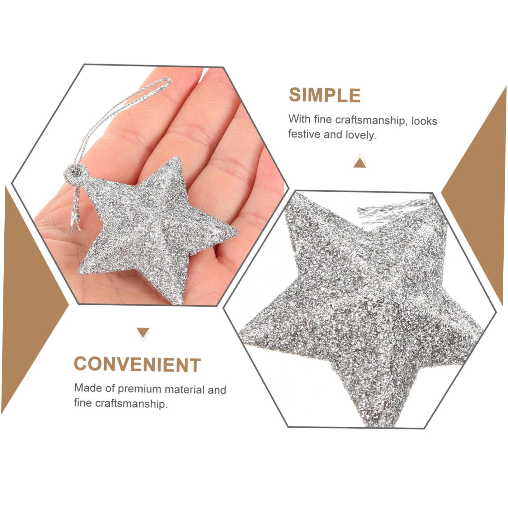 STOBAZA 48pezzi Decorazioni Natalizie Forma Di Stella Glitterata Adornamenti Per Albero Di Natale Da Accessori Festivi Per Feste Di Natale e Capodanno
