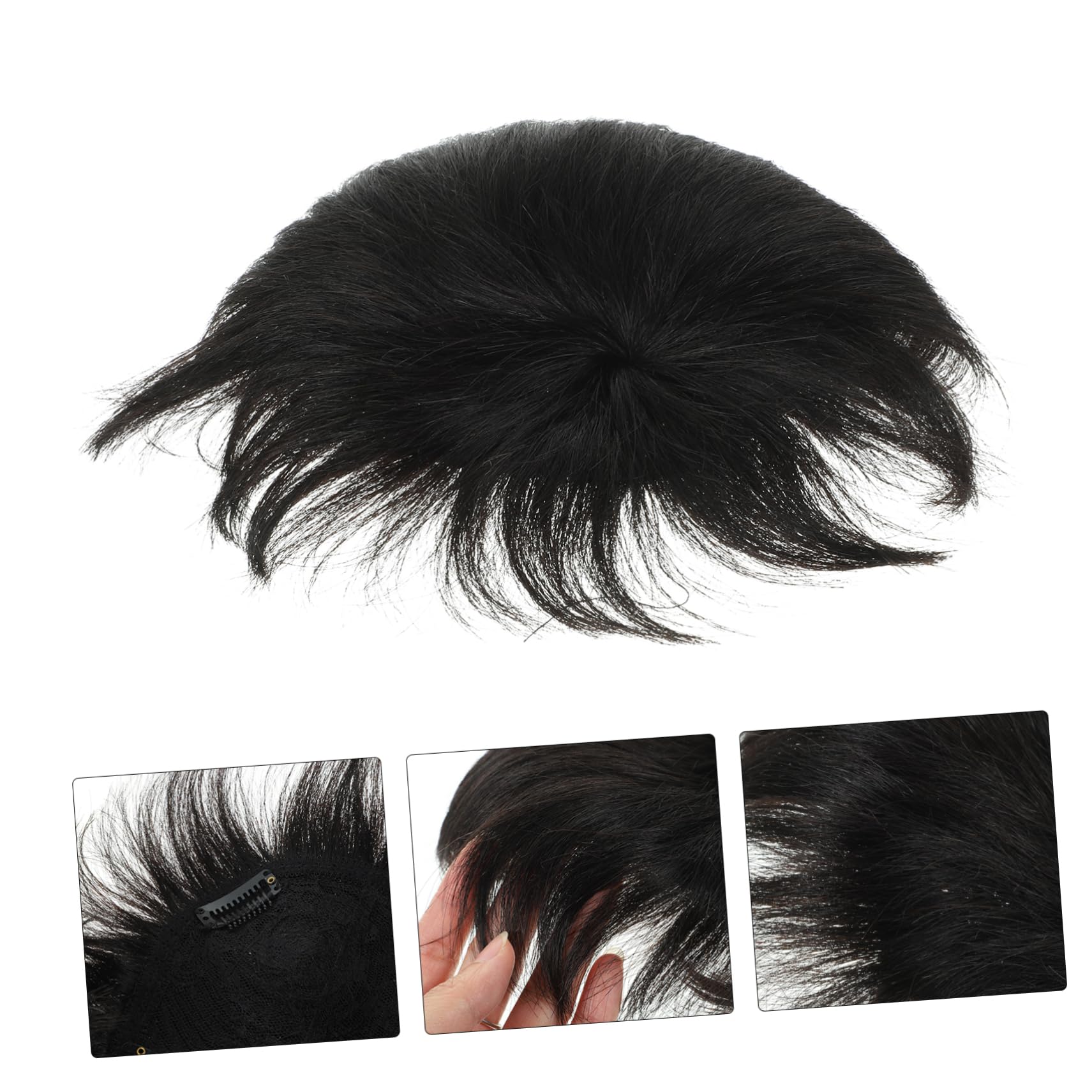 Healeved Parrucca Da Uomo in Umani 2 Pezzi Con Toupet Elegante Parrucca Maschile Calva Di Ricambio