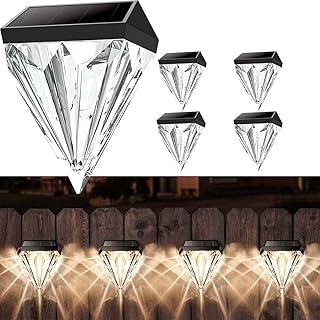 LED Solar Step Lights Diamond,Waterproof Stair Lights Outdoor Fence Lights Deck Lights,Garden Decorative Lights,Super Bright Solar Wall Lights for Stair,Fence,Patio,Garden,Pathway,Step,Railing,4 Packs