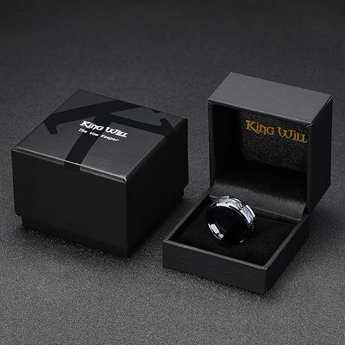 Miniatura 6 de King Will DRAGON - Anillo de carburo de tungsteno para hombre, 0.315 in0.236 in0.197 in, rojoverde, fibra de carbono, negro, dragón celta, ajuste