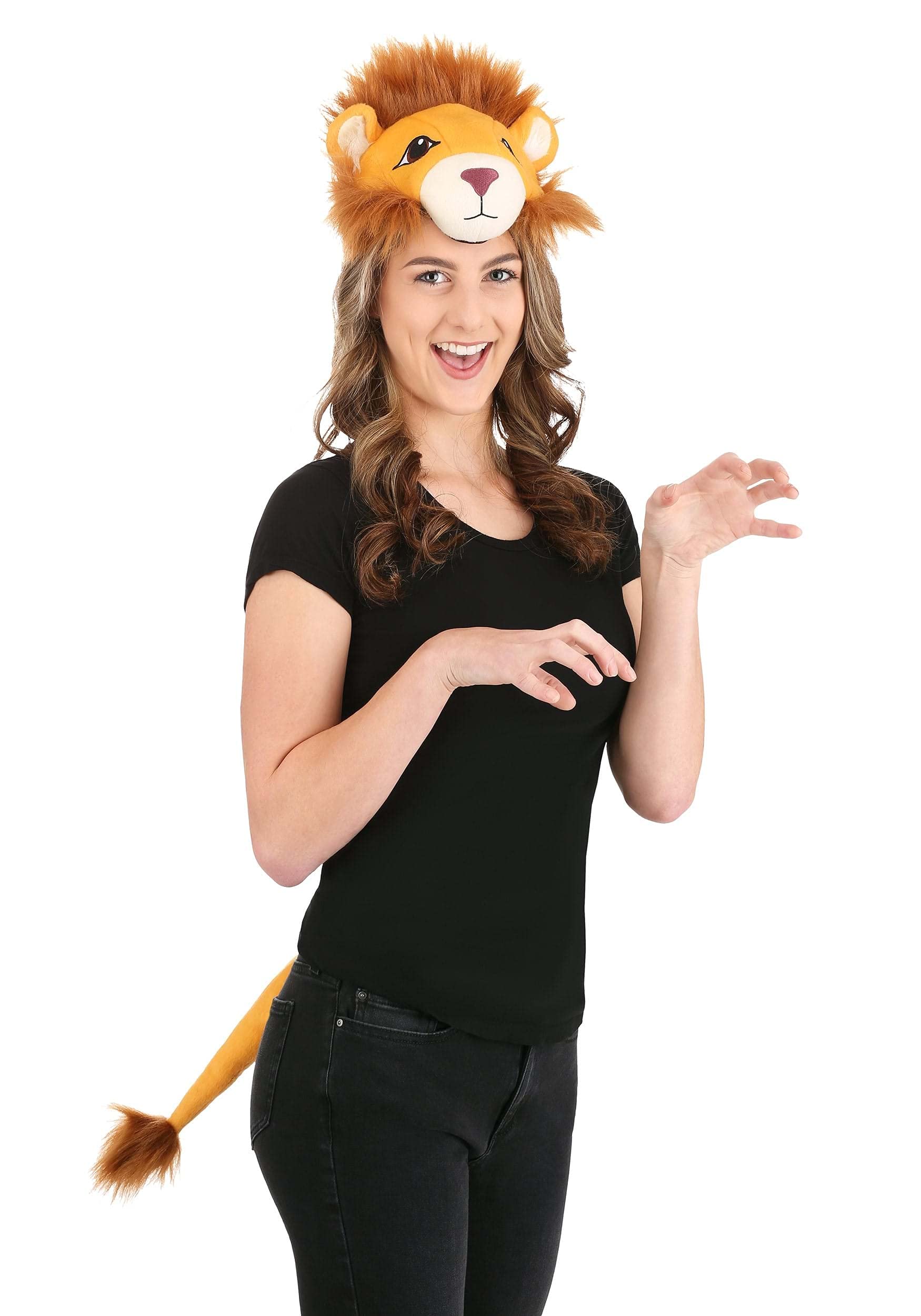 Lion Plush Headband & Tail Costume Kit for Adults and Kids