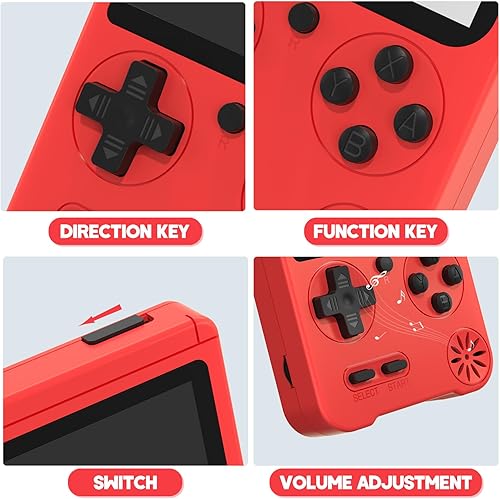 Miniatura 5 de JKV Consolas de juegos portátiles  500 videojuegos clásicos retro, batería recargable de 1020 mAh, pantalla HD de 3.0 pulgadas, juegos de viaje