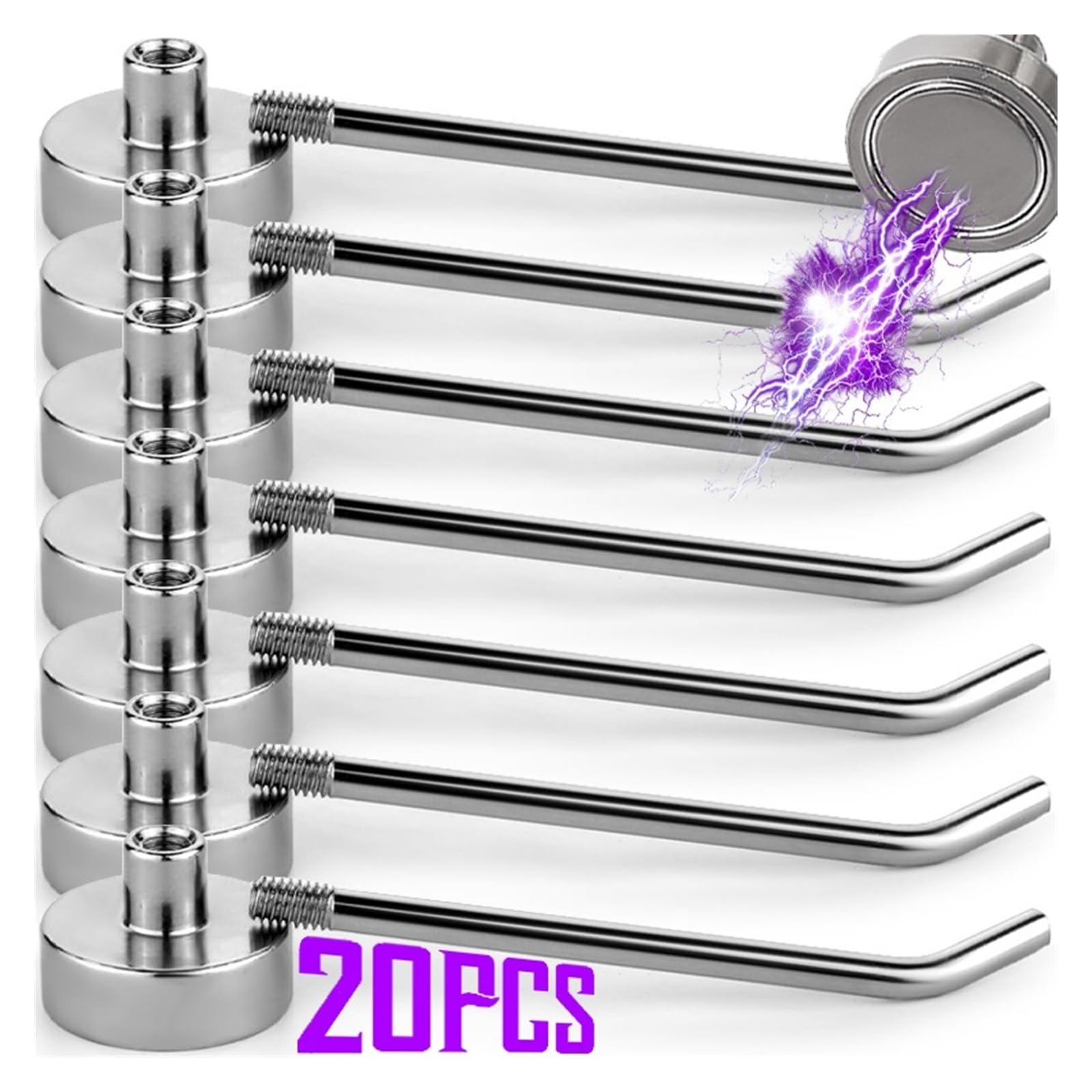 Genérico 10-20 ganchos magnéticos sin perforaciones en ángulo recto for colgar la pared, ideales for organizar el hogar, cocina y baño(S,20PCS)