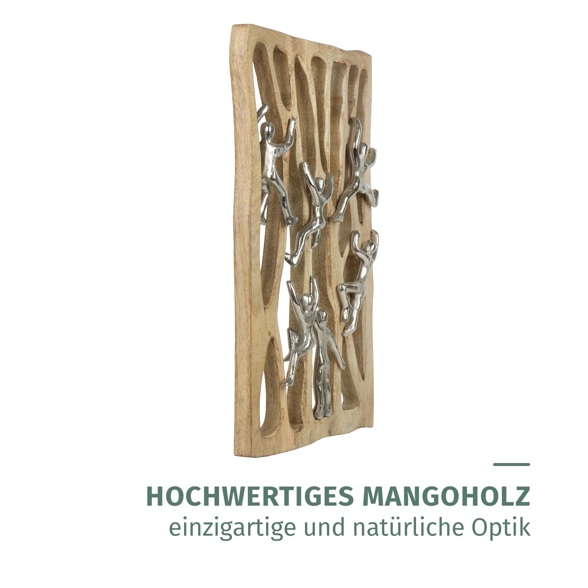 Moritz Figurka dekoracyjna Together We Rise 50,5 cm z drewna mango i aluminium dekoracja ścienna z figurkami wspinaczkowymi symbol pracy zespołowej spójności i motywacji nowoczesna rzeźba rękodzieło