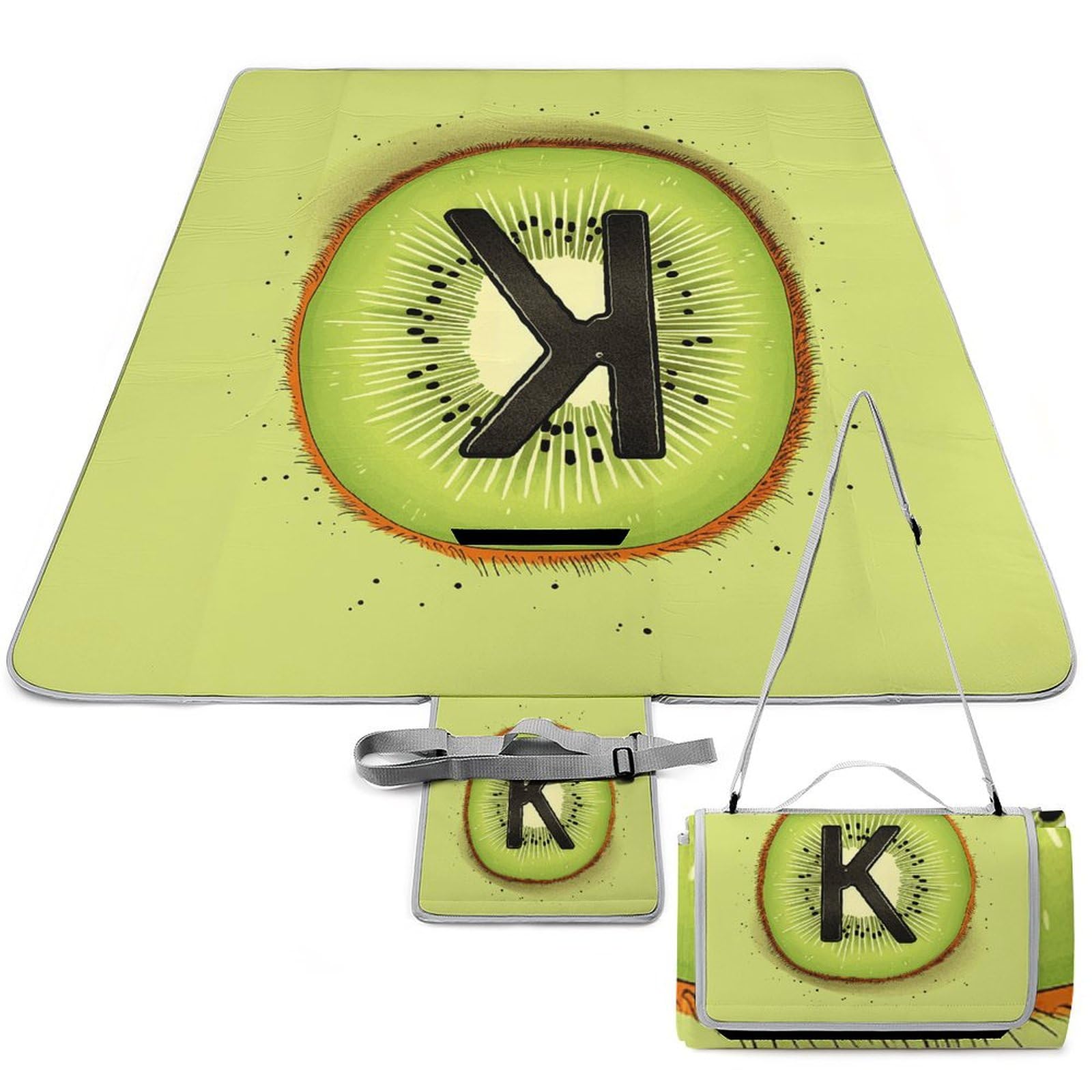 Coperta da picnic da spiaggia, motivo kiwi stampato, coperta da picnic impermeabile, pieghevole, extra large, tappetino quadrato da picnic, per escursioni, viaggi, campeggio all'aperto, parchi