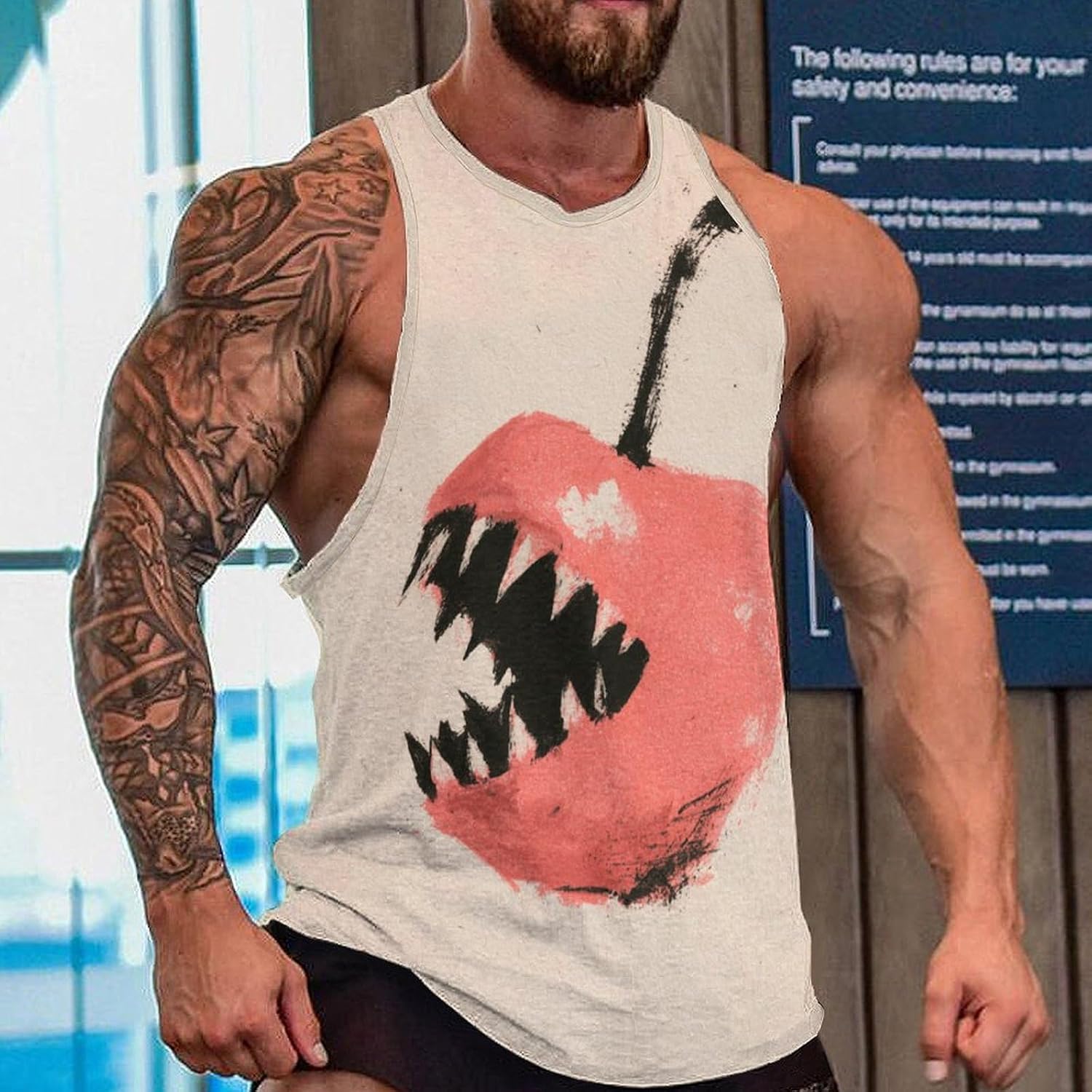 Toothpick Cherries Men's All Over Print Muscle Tank Top Sleeveless V Neck Workout Gym Casual Sports Tee S‑5XL