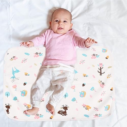 Miniatura 8 de Tres alfombrillas de viaje para colchón de algodón reutilizables, lavables y suaves para recién nacidos