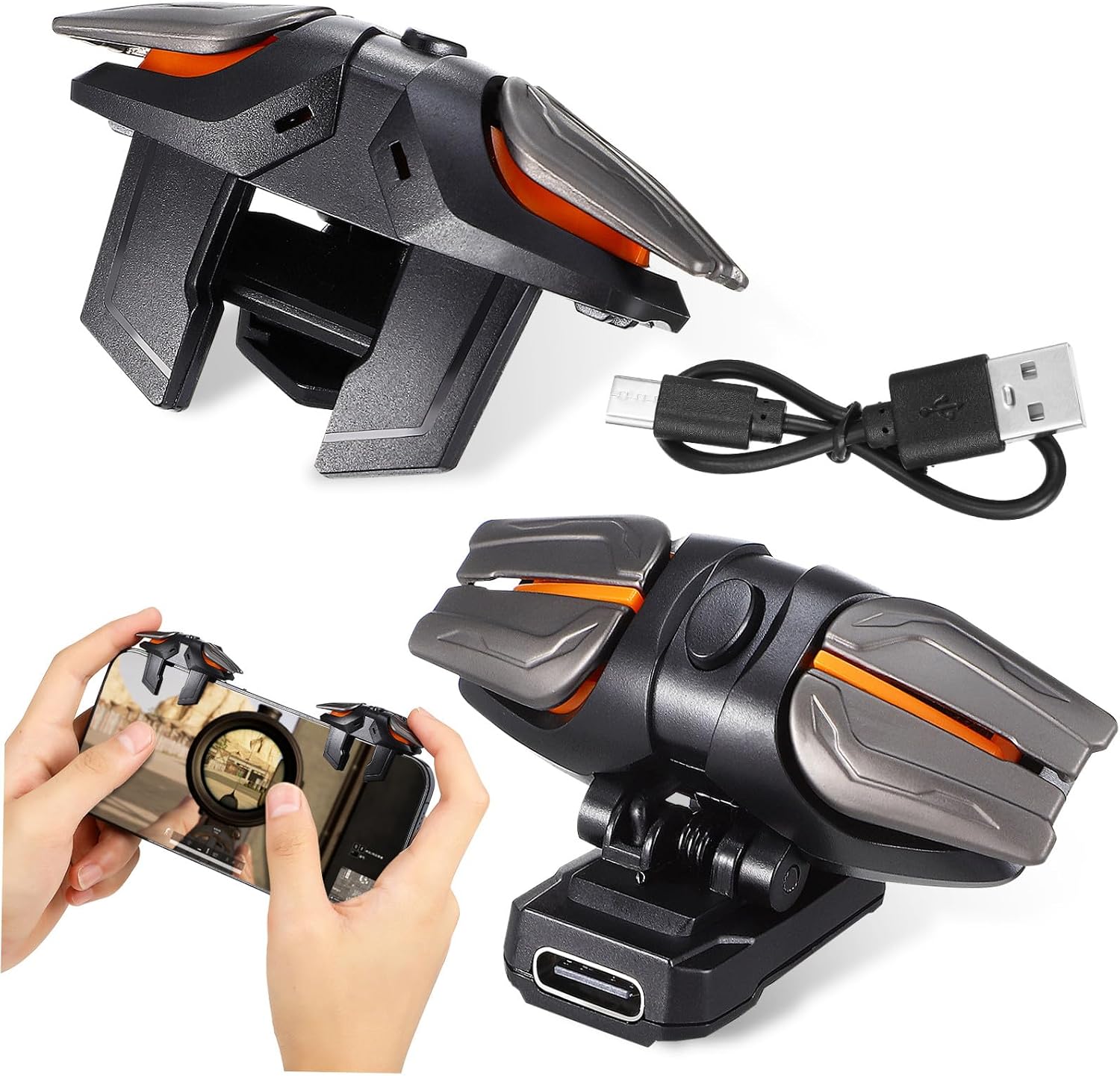 Mobile Game Controller Triggers Set for Six Finger Linkage Black