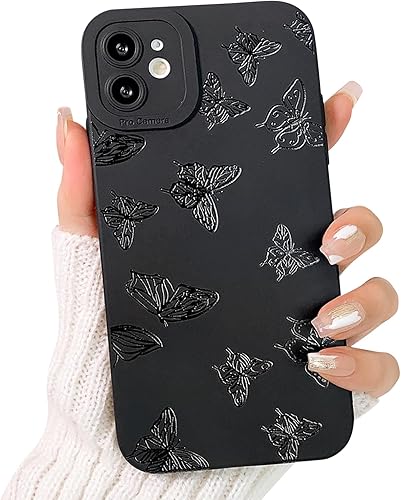 Funda compatible con iPhone 11, diseño de mariposa negra para niñas y mujeres, TPU suave a prueba de golpes, para iPhone 11, muchas mariposas