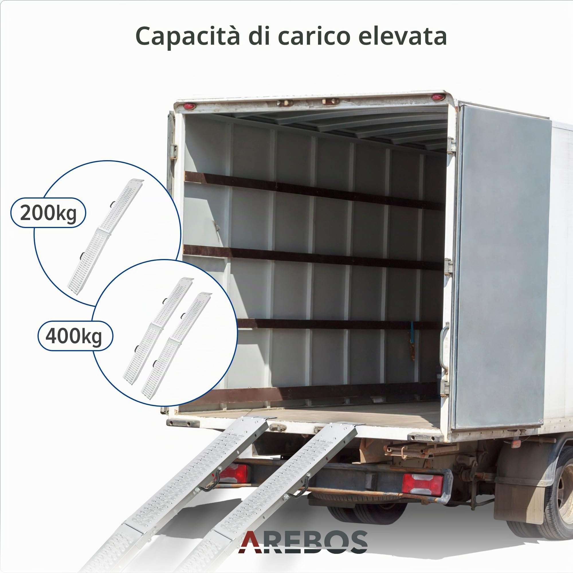 2x Arebos Rampa di Accesso Rampa di Carico | Acciaio | 400 kg | Pieghevole | 180cm | Antiscivolo
