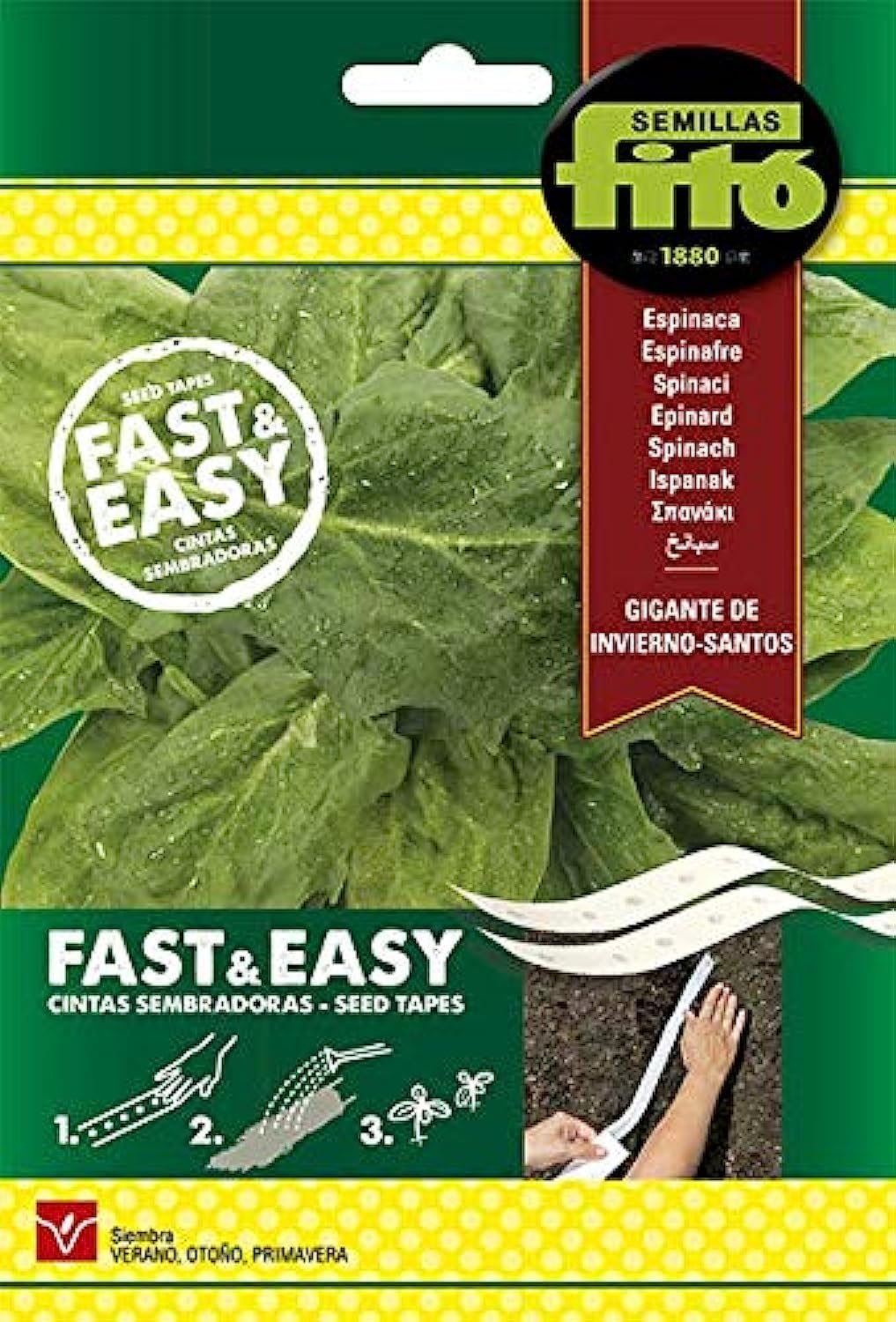 SEMILLAS FITO Santos Gigante De Invierno Fast and Easy Spinach Seed Tapes