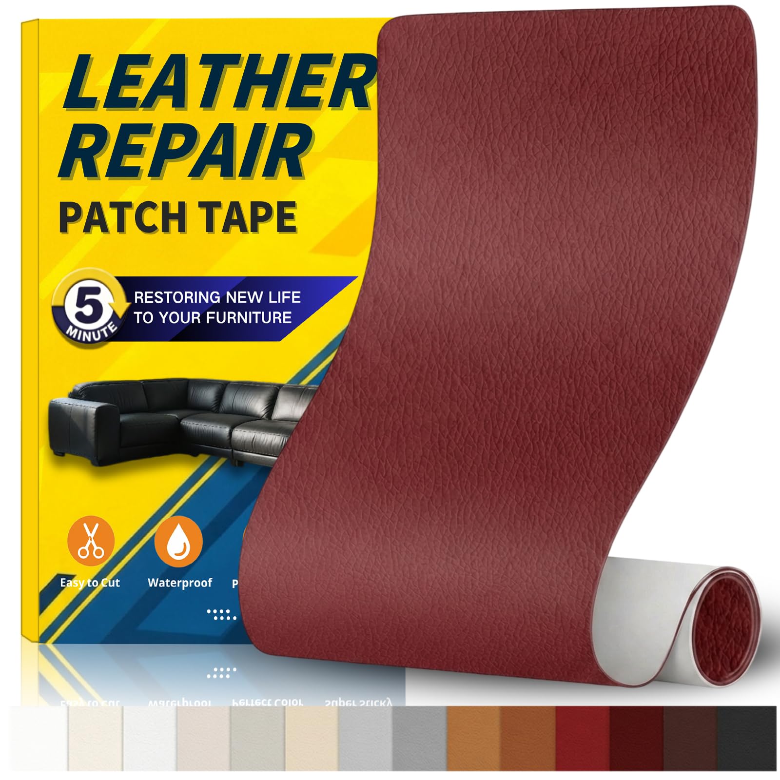 Gelaisi Leder Reparatur Set, Kunstleder Selbstklebend, Kunstleder-Reparaturset