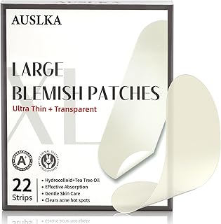 AUSLKA Large Pimple Patches - 22 Strips, Hydrocolloid Spot Dots - Large Blemishes Patch - Pimple Stickers - Zit Breakouts - Suitable for Larger Area Outbreaks