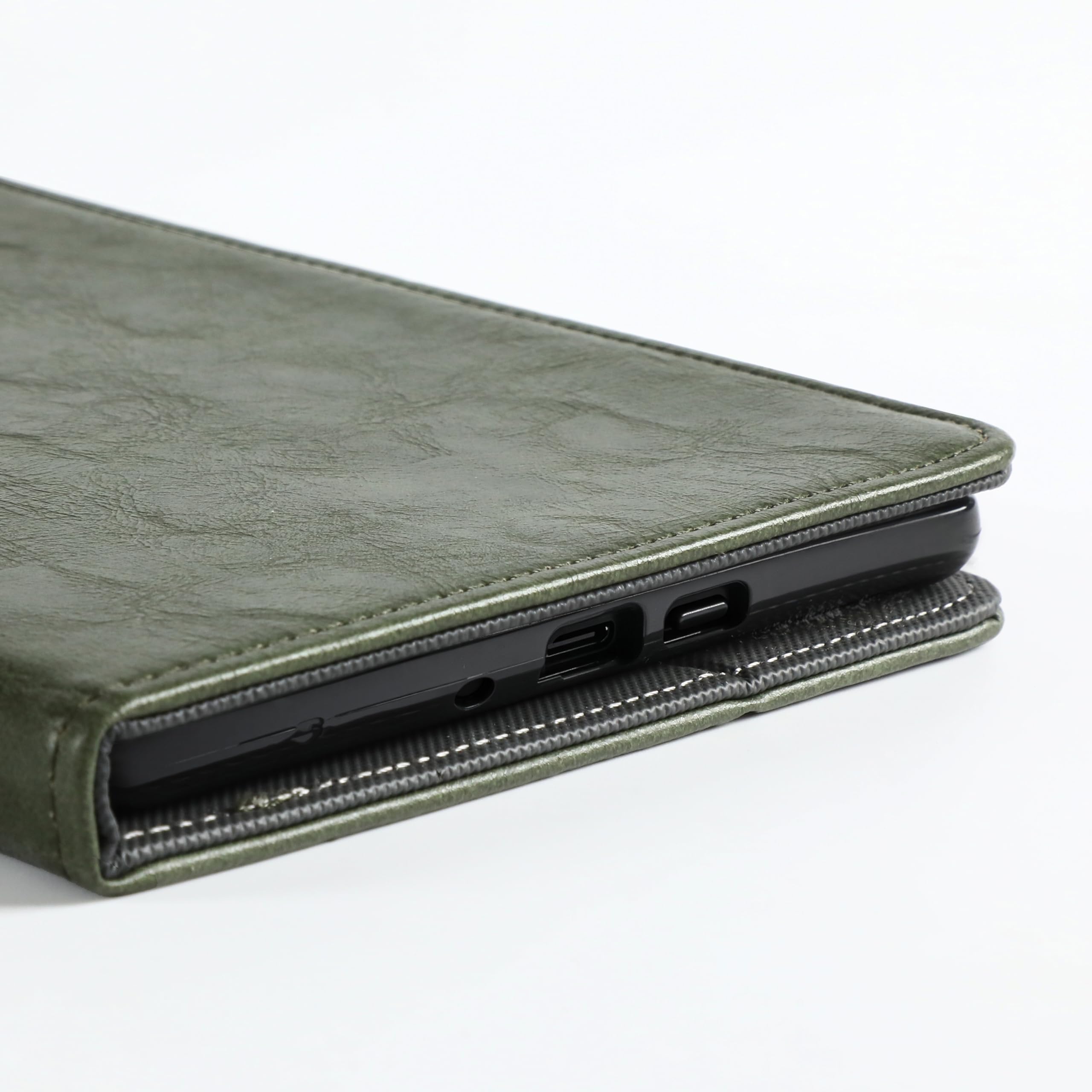 Custodia in pelle vintage verde per Kindle di 11a/10a/9a generazione (2024-2021) 6"/6"/6"/7", custodia in PU con accensione/spegnimento automatico (2022Kindle (11°) 6")