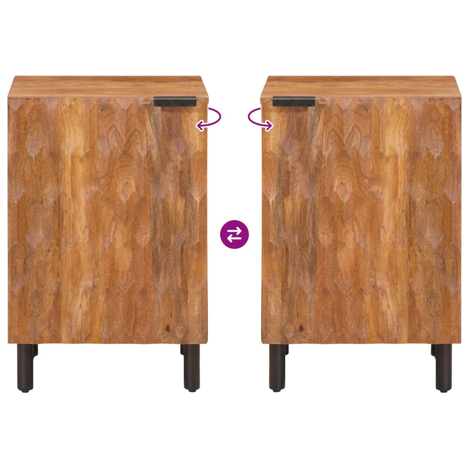 Badezimmerschrank Braun Massivholz Mango 38 x 33 x 58 cm mit Tür und Regal platzsparend für Badezimmer Aufbewahrung Stauraum Möbelset Gäste WC