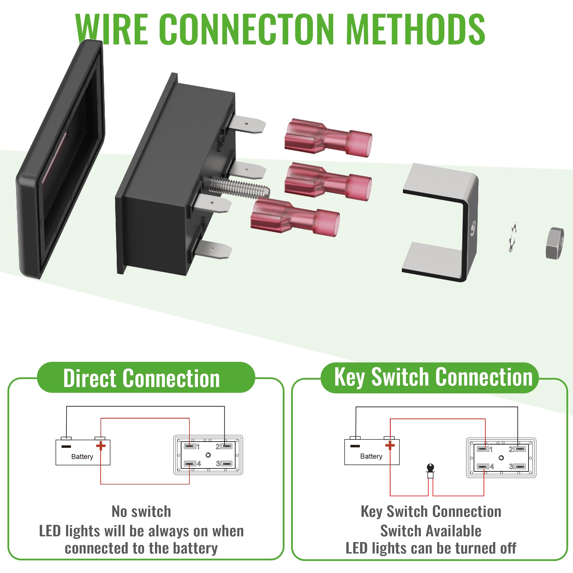 10L0L Golf Cart Battery Meter 48V LED Batteries Power Indicator, Compatible with Lead Acid Battery Powered Golf Cart for Yamaha, Club Car, EZGO, Lift, Lawn Mower, Leaf Trimmer, Motorhome etc