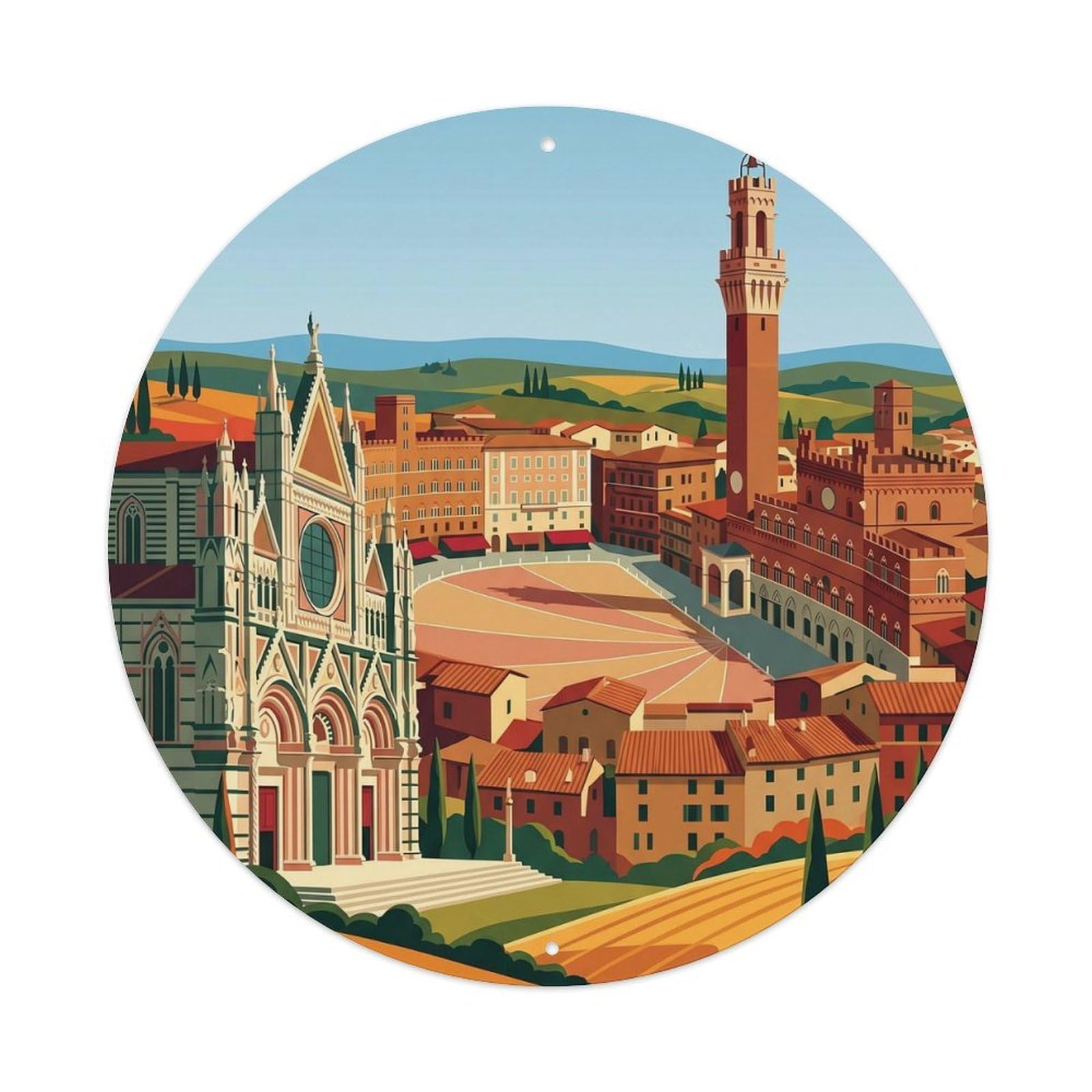 Vintage Travel Siena Italy Elegant Metal Tin Sign