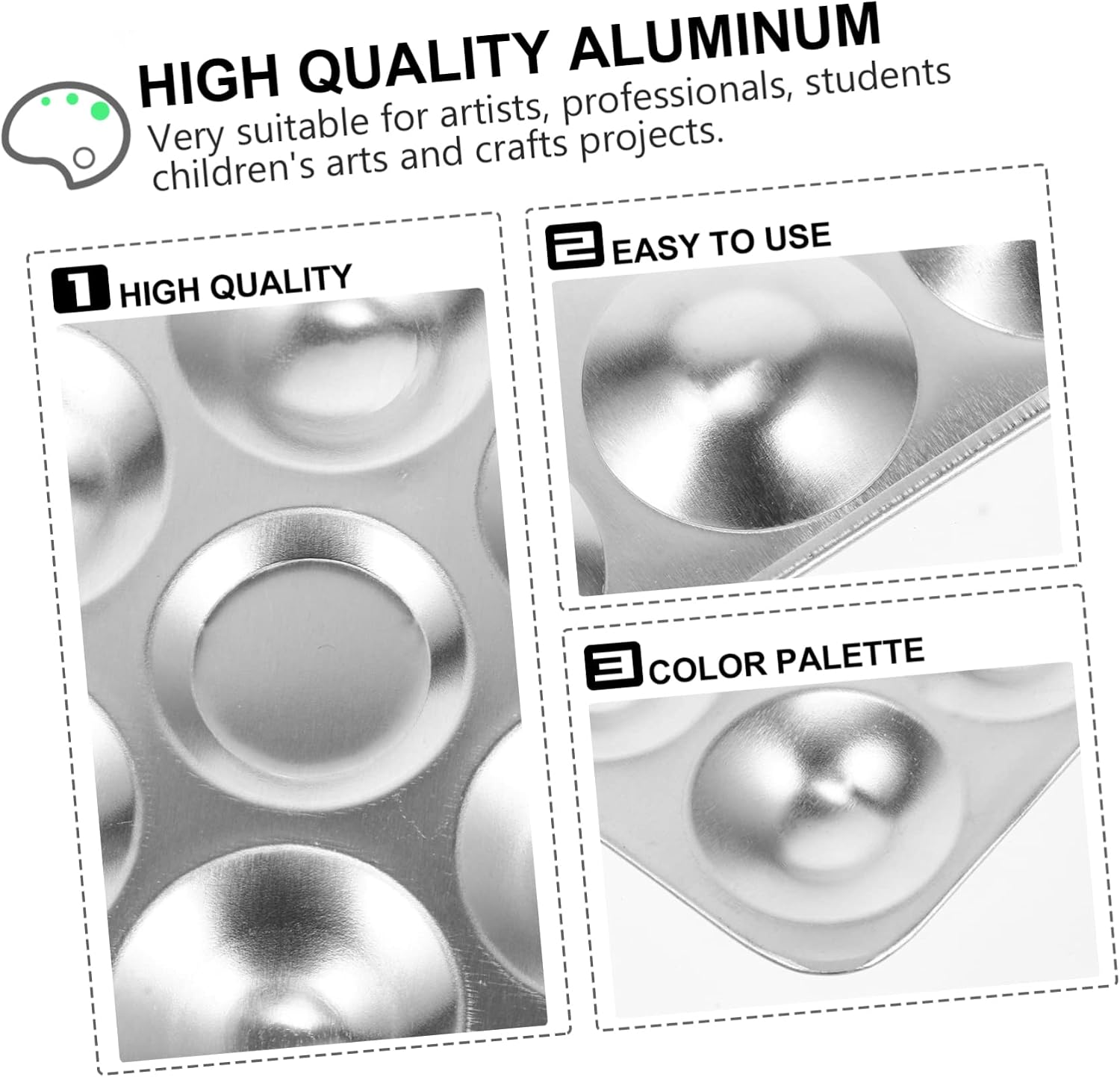 3pcs Aluminum Paint Tray Palettes for Boys and Girls DIY Art Mixing