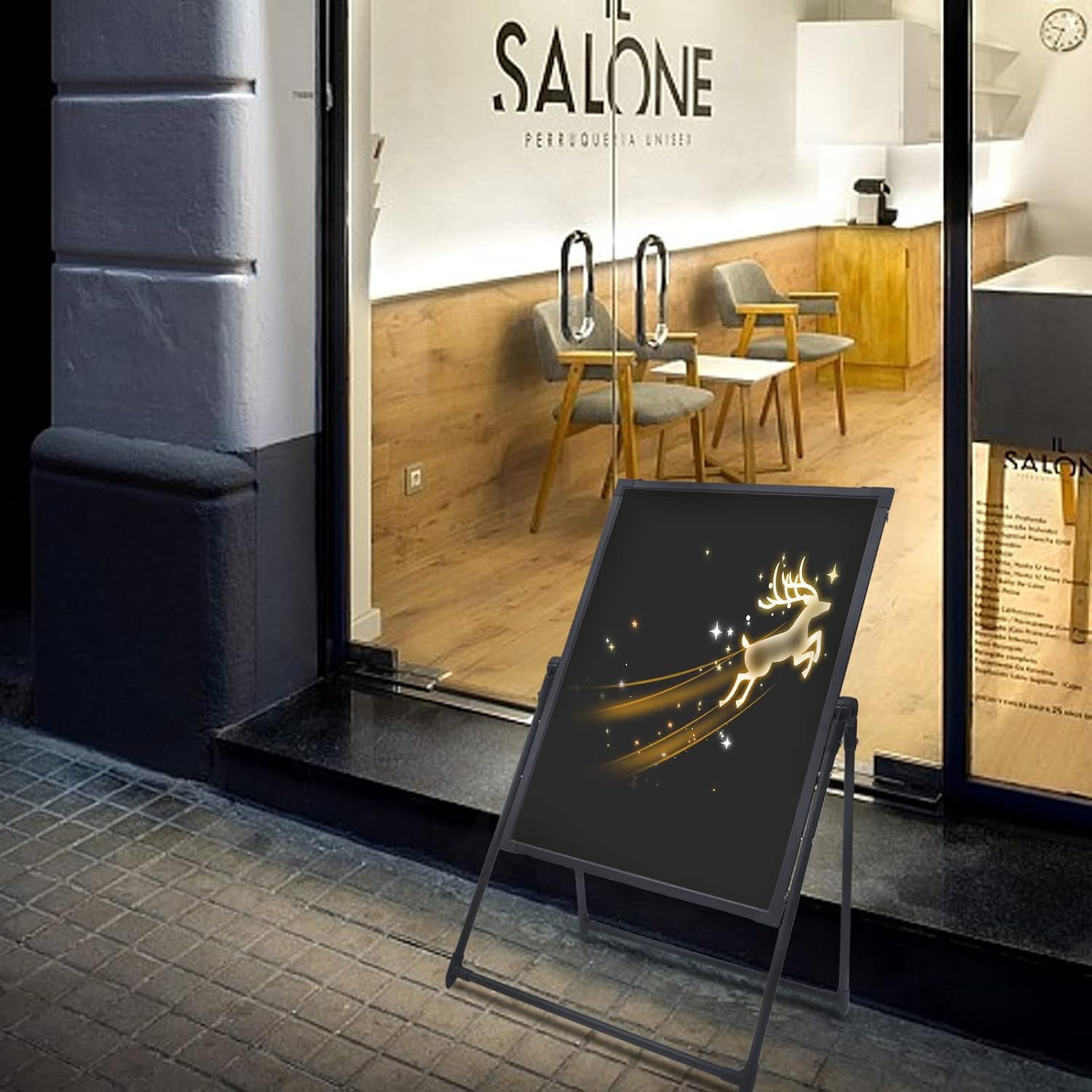 LED Message Board Standing/Hanging Mode LED Signs Glass Panel Menu Board Holder Illuminated Whiteboards with Adjustable 43in Height, Aluminum Frame for Stores, Bars, Restaurants, Advertisements