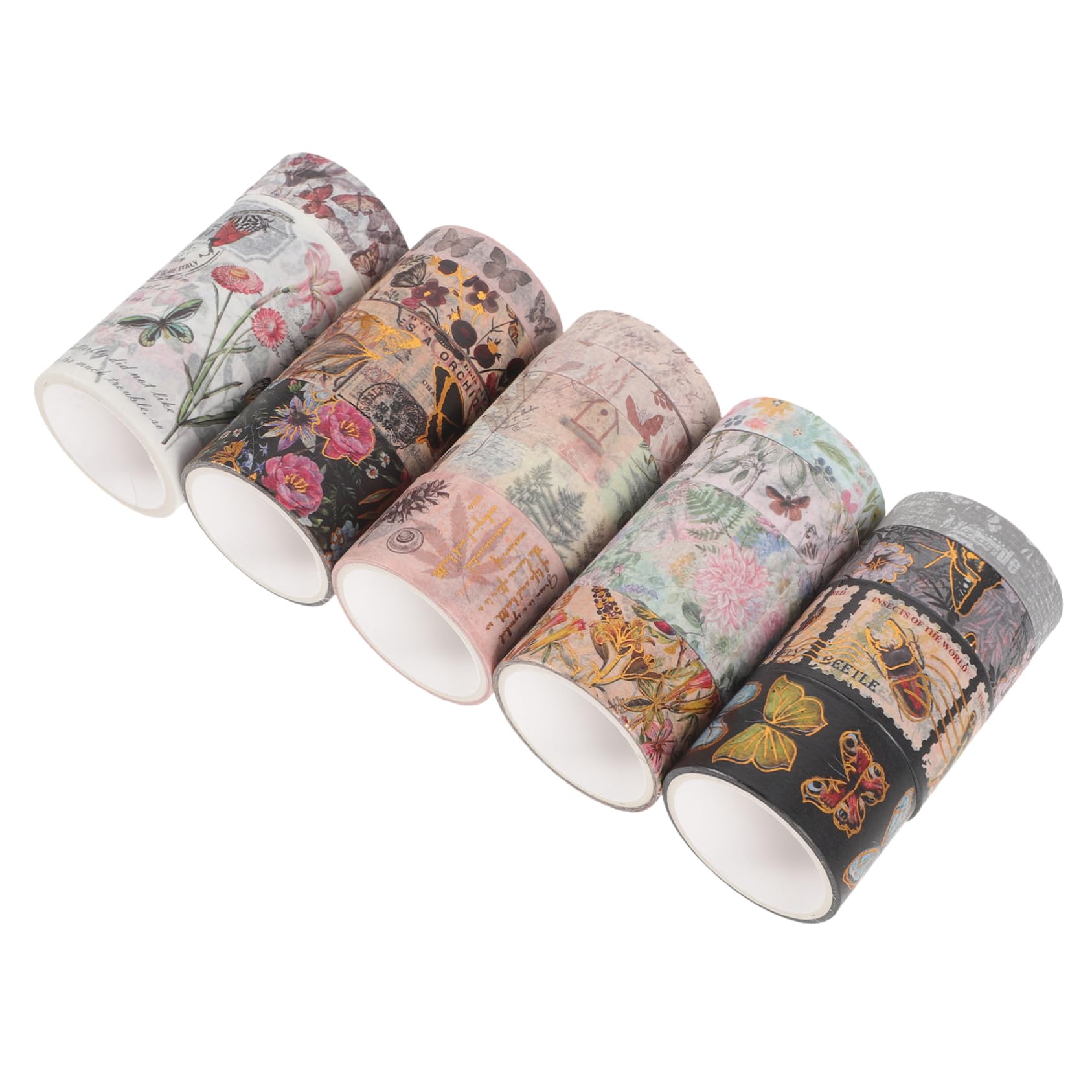 Gadpiparty 5 Sätze Klebestreifen Papier Klebeband Scrapbooking Sammelalbum Dekorativ Blumenklebeband Blumenband Band Mit Blumenmuster Diy -handwerkband Aufkleber 17 Rollen * 5