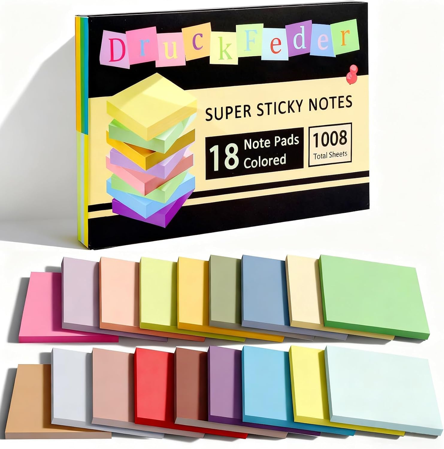 (18 Pads) Colorful Sticky Notes, 3 x 3 in Posted Note