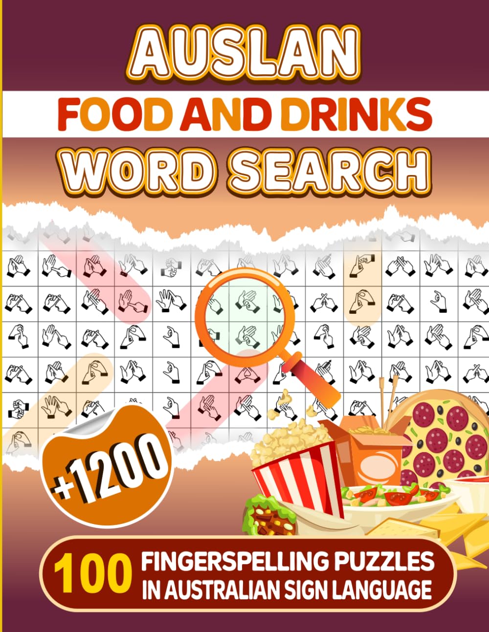 AUSLAN Food and Drinks Word Search - 100 Fingerspelling Puzzles In Australian Sign Language