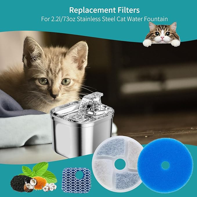 Filtro para Fuente de Agua para Gatos, 8 Paq, Repuesto para Fuente Automática miniatura 2