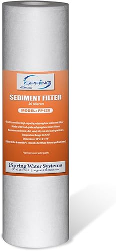 Miniatura 4 de iSpring FP120X50 - Cartuchos universales de repuesto de filtro de agua para sedimentos de 10 x 2.5 pulgadas, filtro de sedimentos multicapa de 20