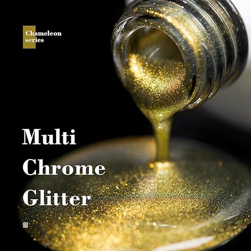 Miniatura 5 de RARJSM Chameleon - Esmalte de uñas de gel con purpurina dorada a verde, multicolor que cambia de color, esmalte de gel holográfico que cambia de