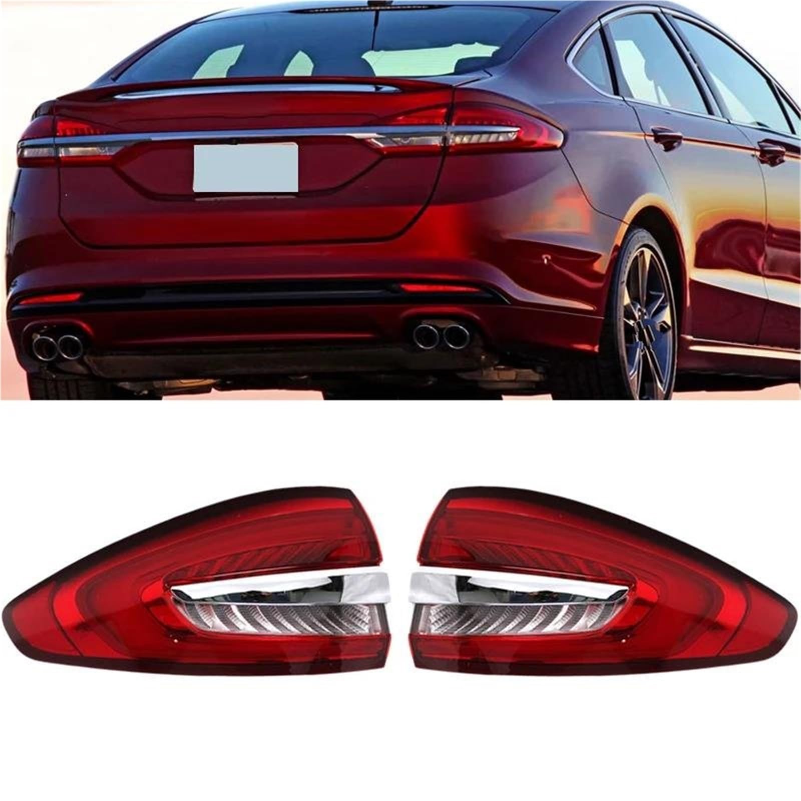 LED Piloto Trasero Para Ford Para Fusion 2018 2019 2020 Parachoques Trasero Luz De Freno Reflector Señal Giro Advertencia Freno Antiniebla Pilotos Traseros(Izquierda)