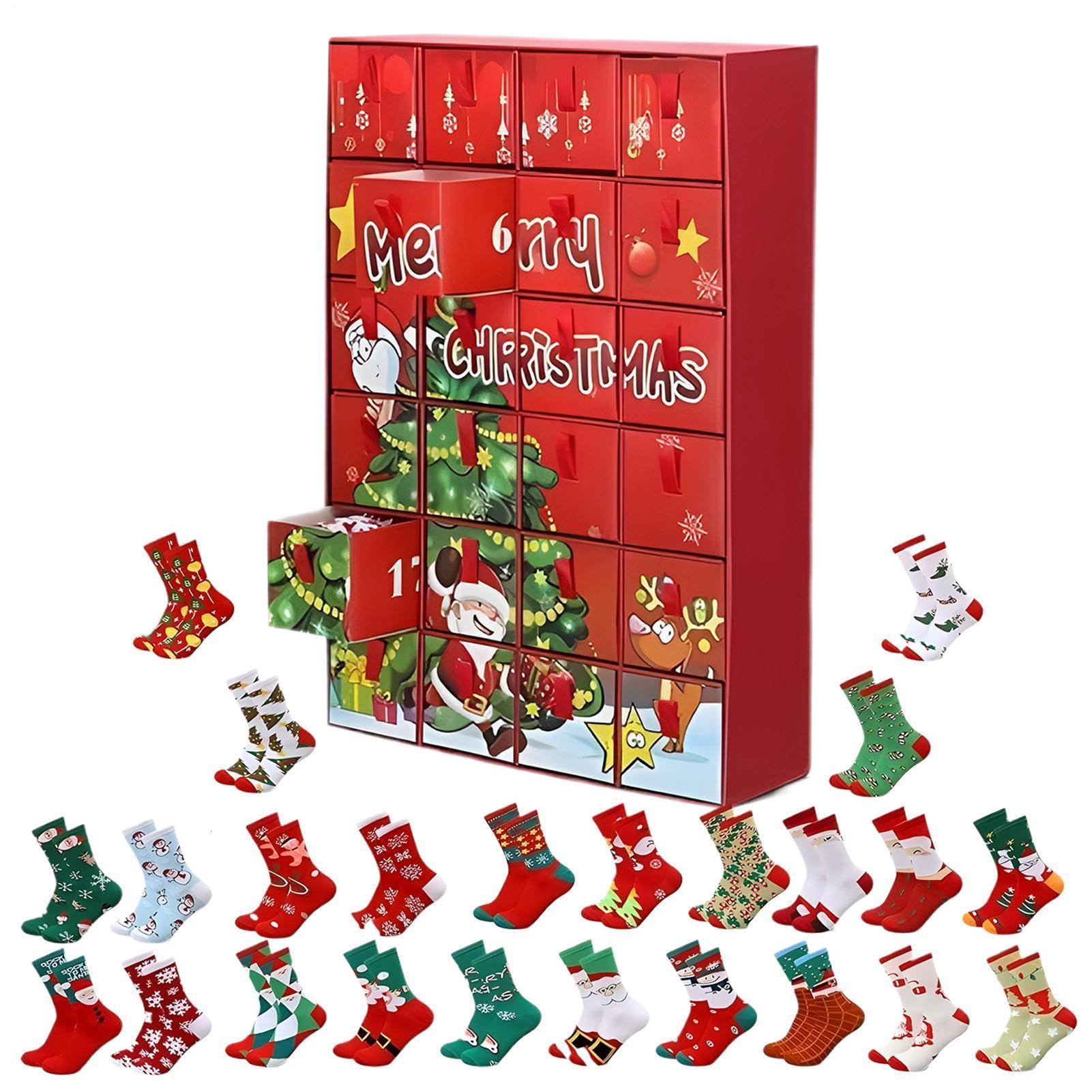 Calendario de Adviento de cuenta regresiva de Navidad, 24 días, decorativo y transpirable | Decoración de pared de dibujos animados para invierno, Año Nuevo, interior, repisa de chimenea, dormitorio, sala