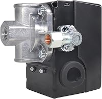 Vista 6 de Yuncoold 5140117-89 - Interruptor de presión para compresor de aire de cable Porter, 150/120 PSI, 26 amperios con manómetro de 200 psi