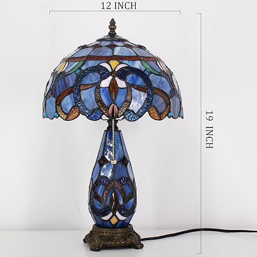 Miniatura 2 de Tiffany - Lámpara de mesa de vitrales de 12 x 19 pulgadas, jarrón para madre e hija, luz nocturna para dormitorio, mesita de noche, lectura, hogar,