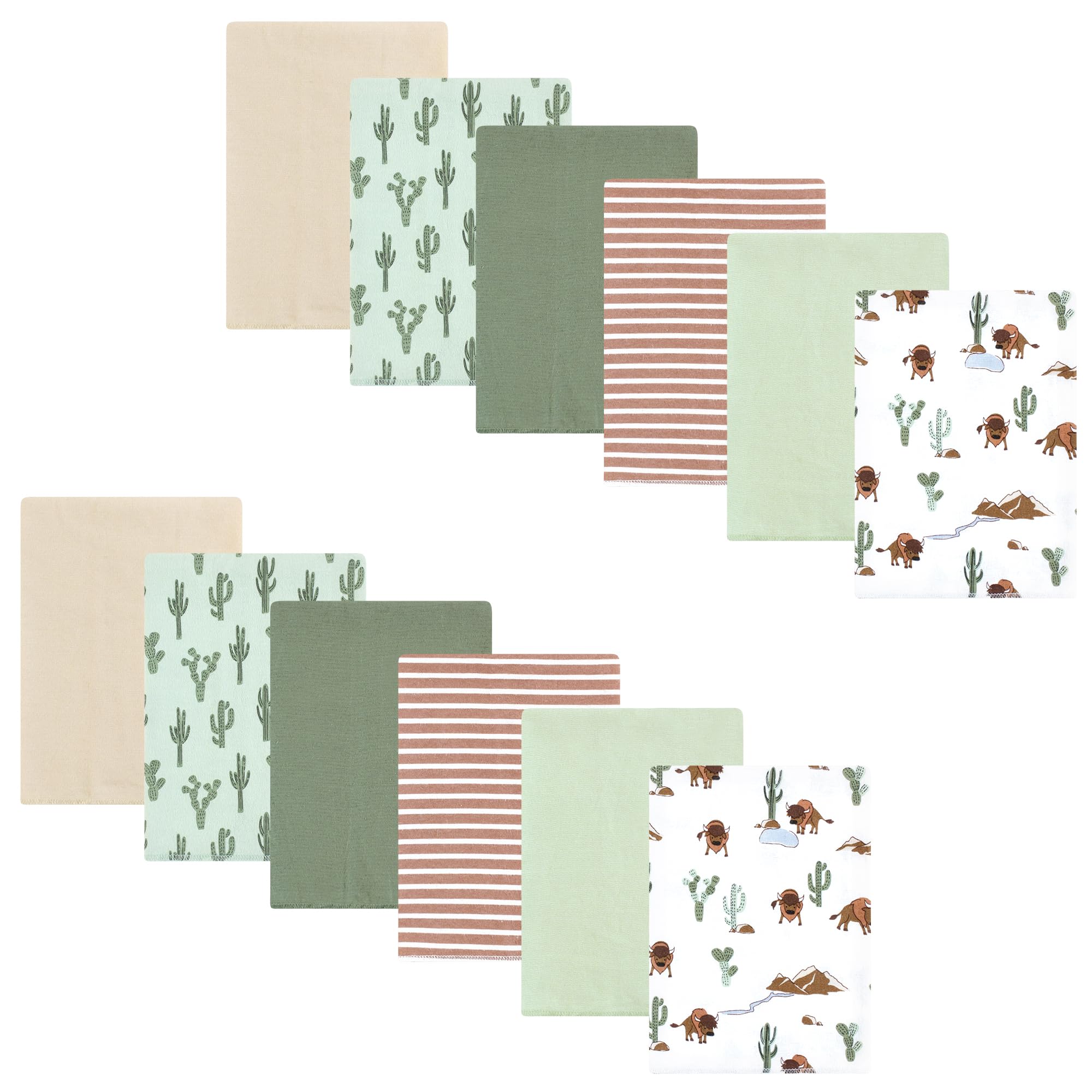 Hudson Baby Unisex Baby Cotton Poly Flannel Burp Cloths Bundle, Wilderness, One Size