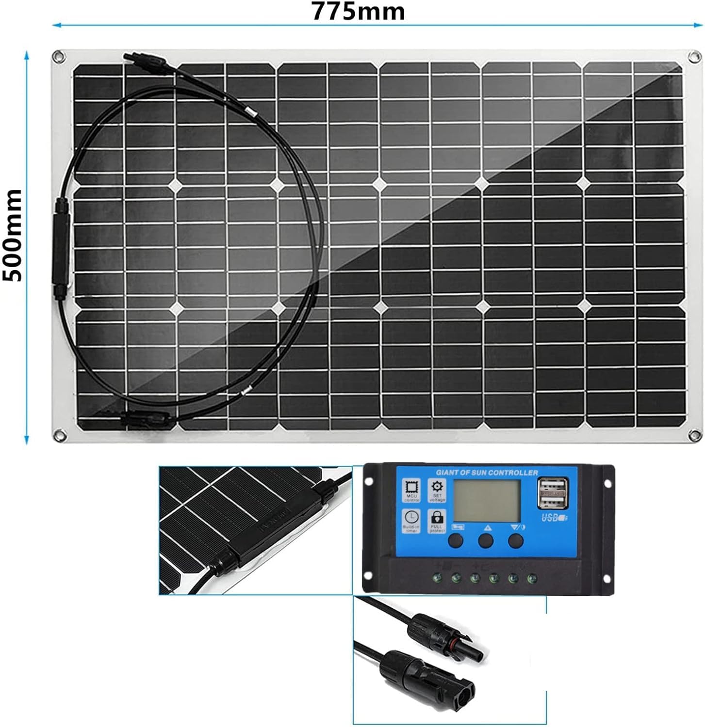Pannelli Solari Monocristallini Pannello Solare da 350 W 700 W Mono Banca di Energia Solare per Esterni Modulo Flessibile Ad Alta Efficienza Caricabatterie Fotovoltaico 18 V con Controller