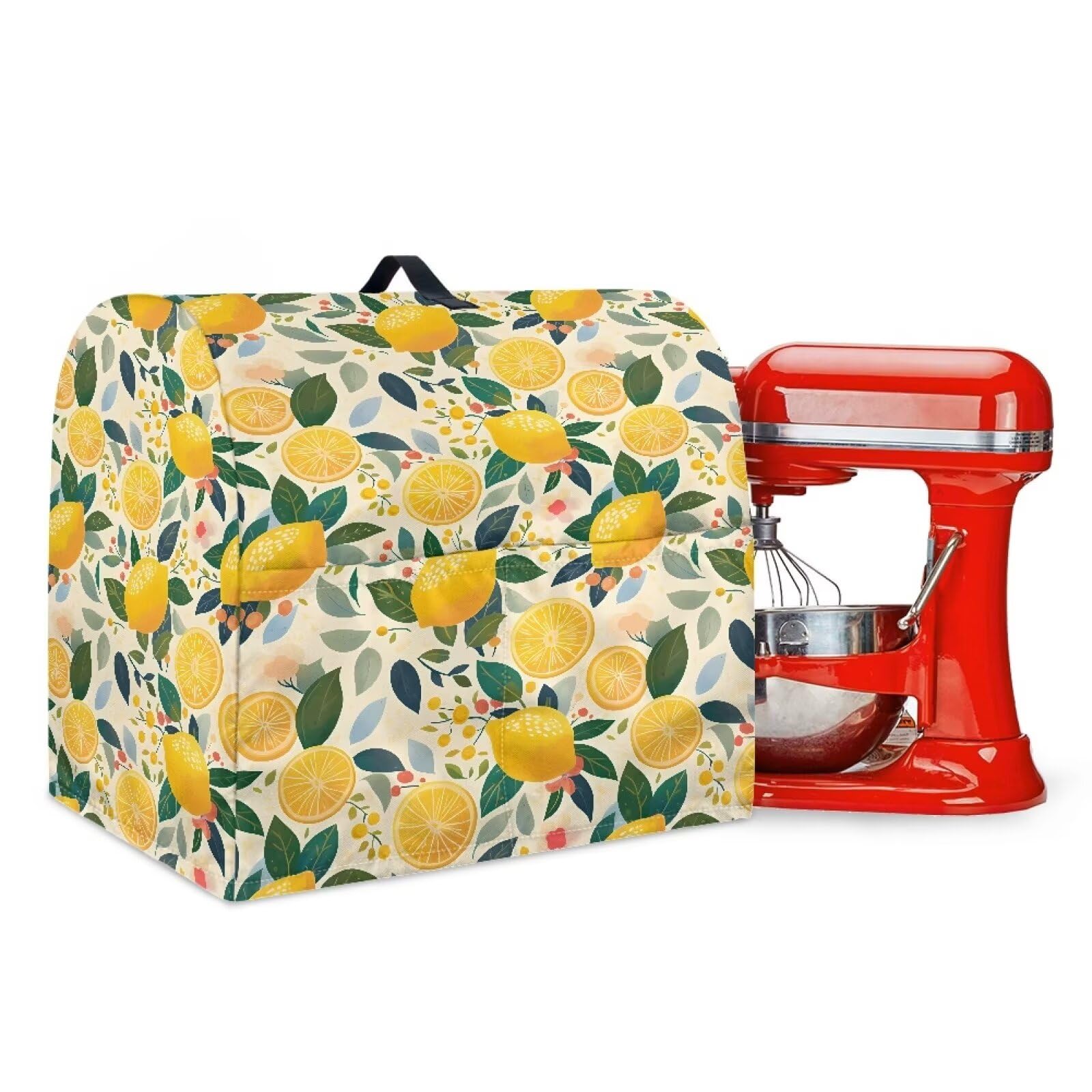 Yatixapu Mixer Covers for Stand Mixer Compatible with 6-8 Quart Stand Mixer, Lemon Dust Cover with Pockets and Handle, Kitchen Mixer Accessories Fits for All Tilt Head and Bowl Lift
