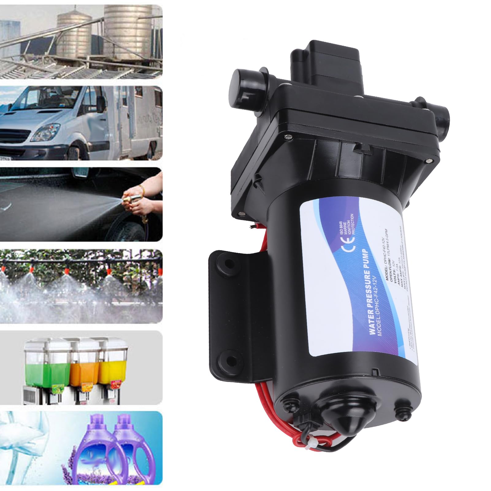 Pompa RV, samozasysająca pompa ciśnieniowa wody RV 12 V 4,5 GPM 60 PSI Przełącznik ciśnieniowy Auto Start Stop Długość podnoszenia 30 m dla opryskiwacza jachtu RV Pojazd do