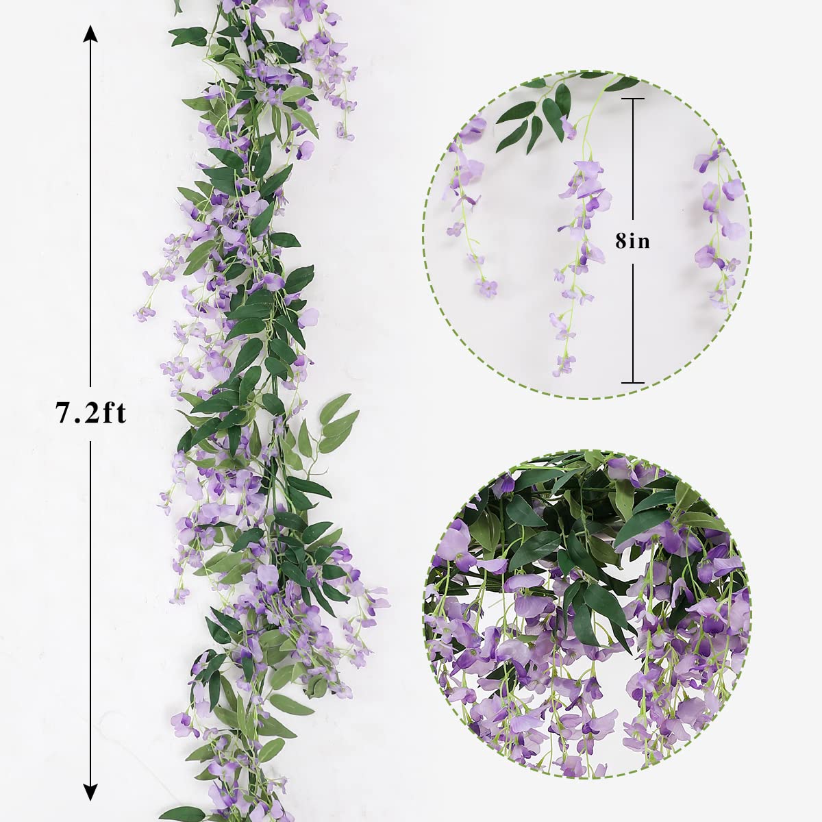 Fiori di ciliegio artificiali, piante rampicanti, ghirlanda di sakura finta, corona di ciliegio orientale finto, 1,77 m rosa chiaro | Leroy Merlin
