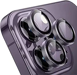 Películas Protetora De Lente Câmera em Metal Leve e Vidro Temperado Compatível Com iPhone 14 Pro e 14 Pro Max (Roxo)