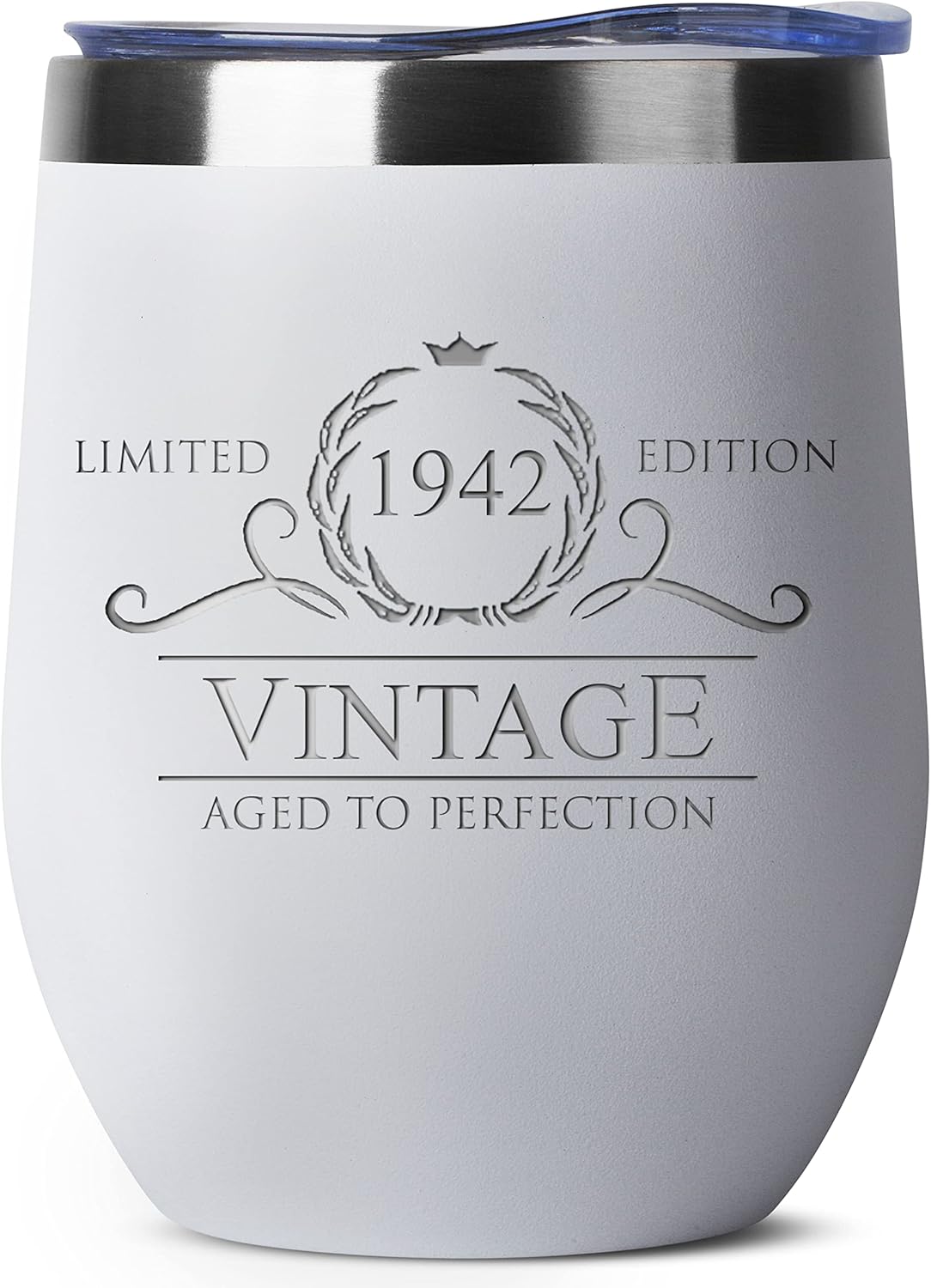 60% Off Discount 80th Birthday Gifts for Women Men - 1942 12 oz White Stemless Wine Tumbler - 80th Birthday Decorations - Birthday Gifts for 80 Year Old Man Dad Grandpa - Vintage 80th Birthday Idea Present for Women