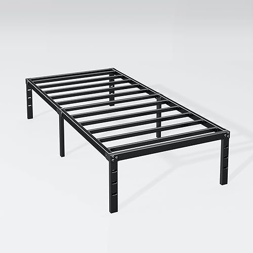 Miniatura 9 de Hafenpo Base de cama individual de 12 pulgadas, plataforma de metal resistente, tamaño individual, no necesita somier, resistente, fácil montaje,