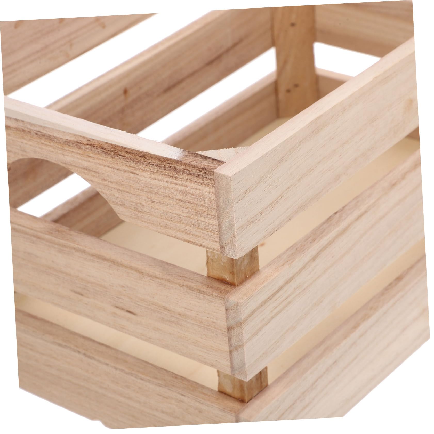 PRETYZOOM Caja de Almacenamiento de Madera Diseño de Cesta de Color Claro