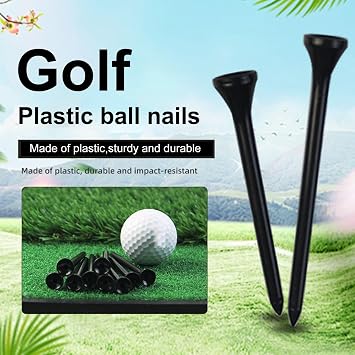 50 Pack Professional Golf Tees Plastic Black Golf Tees Tall Golf Tees Bulk Reduce Side Spin and Friction